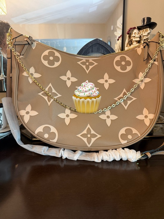 Source Unknown Handbags - Inspired Monogram Crescent Shoulder Crossbody Bag with Gold Chain